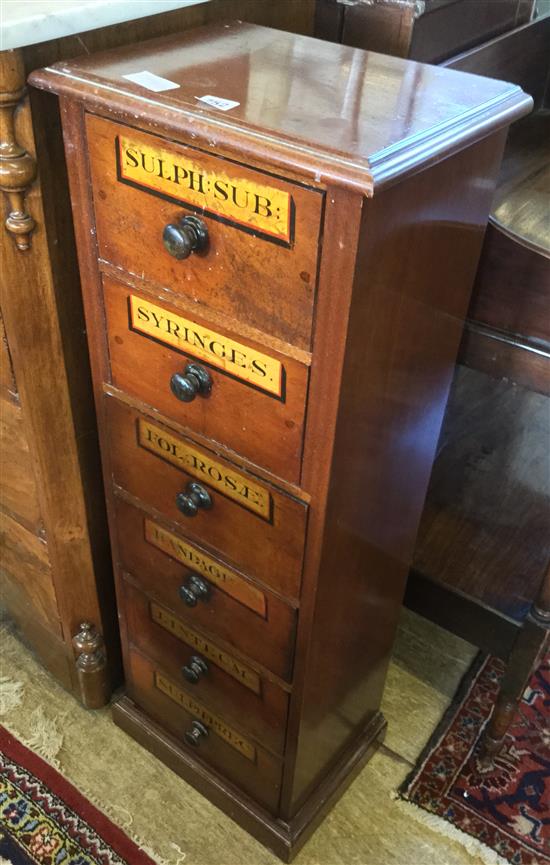 Chest of 7 chemist shop drawers